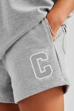 Women CLO-BOT C Embroidered Short - Grey Marl