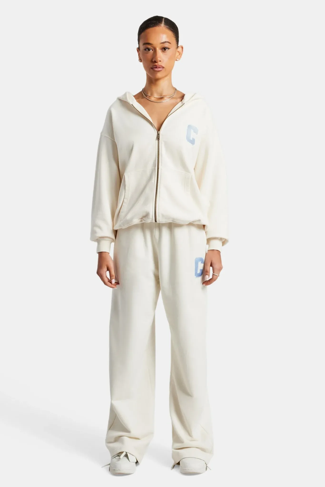 Women CLO-SET C Embroidered Zip Through Tracksuit - Off White