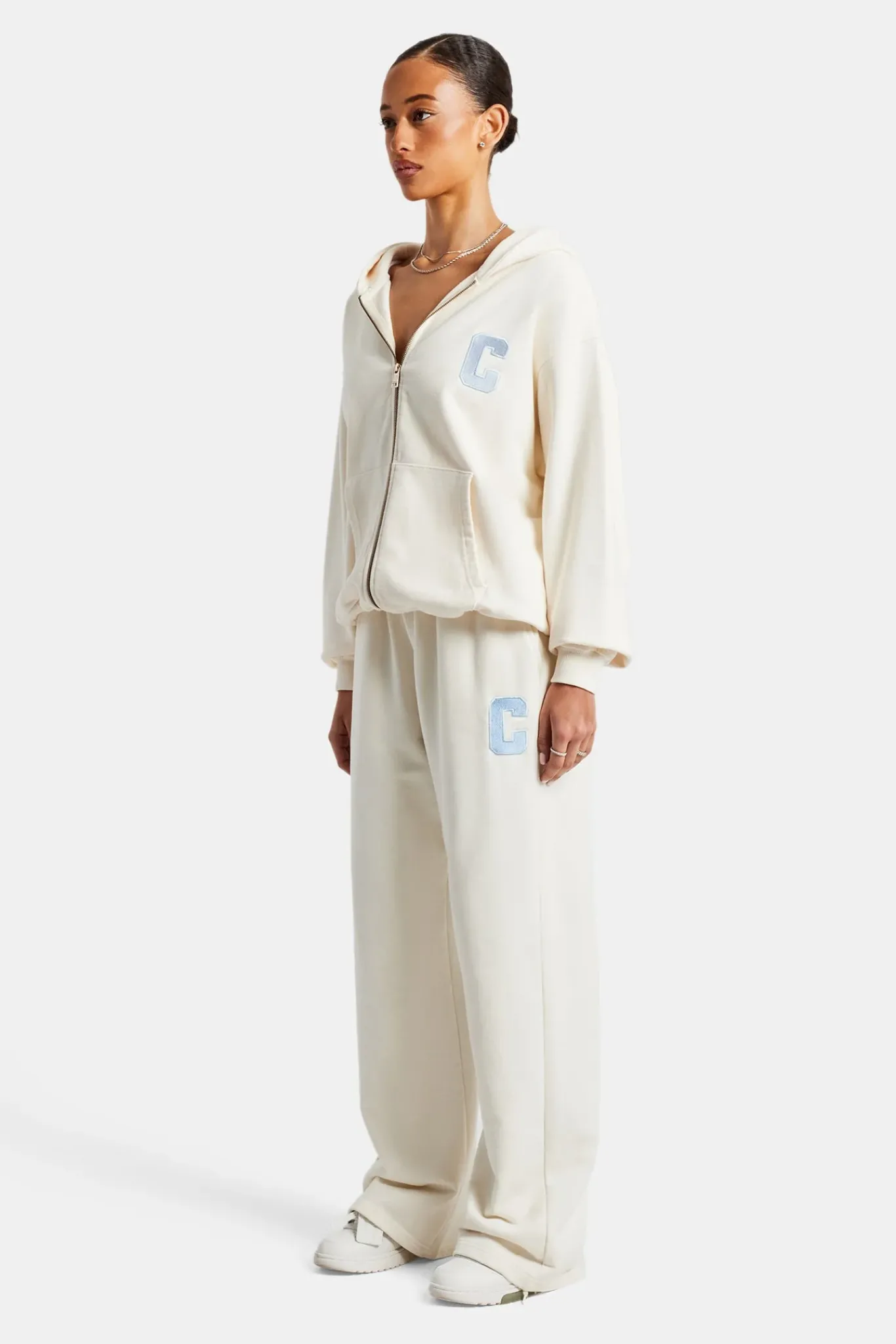 Women CLO-SET C Embroidered Zip Through Tracksuit - Off White