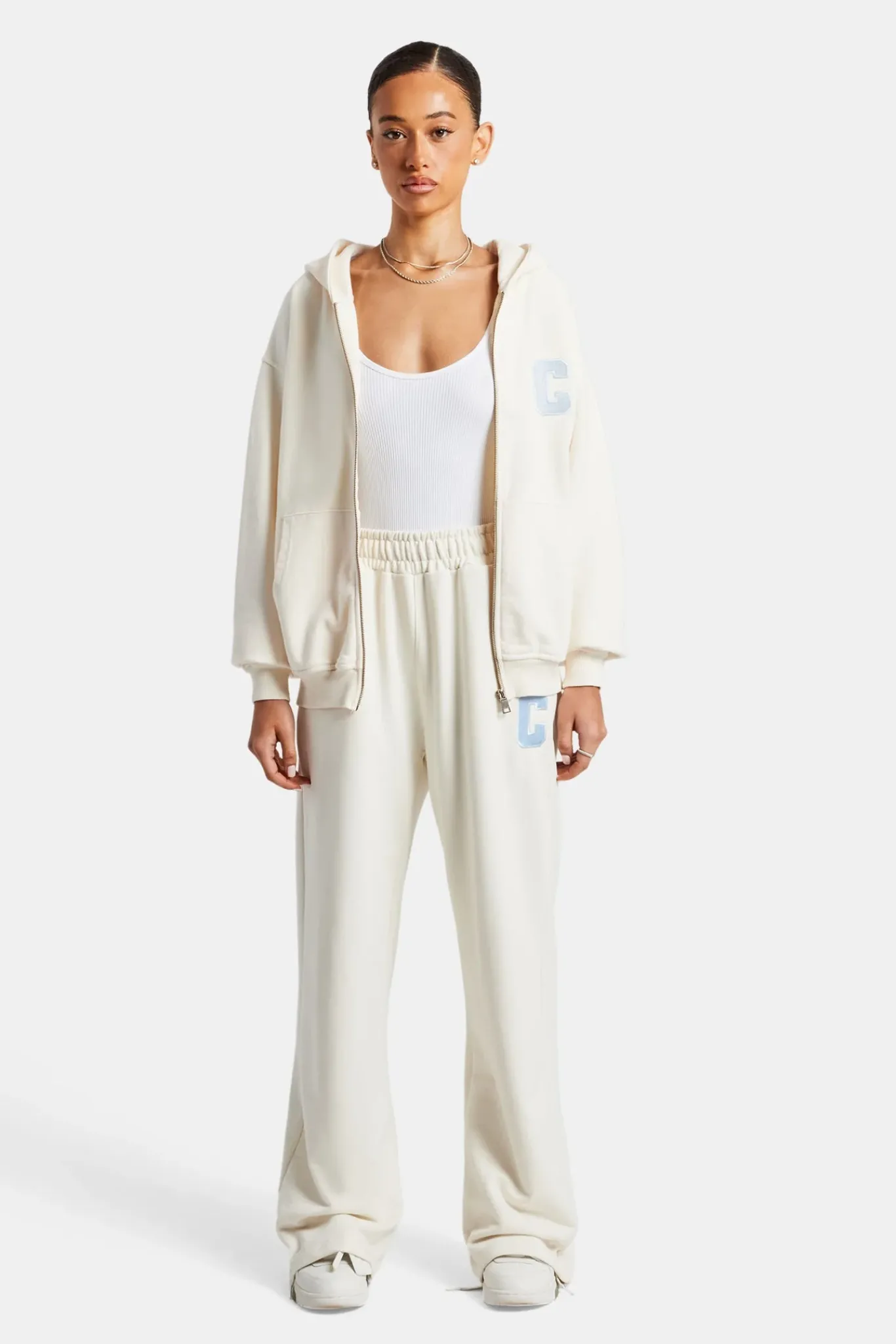Women CLO-SET C Embroidered Zip Through Tracksuit - Off White