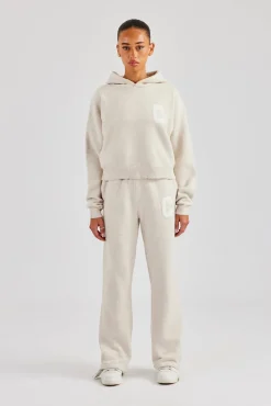 Women CLO-SET-KTW C Knitted Hooded Tracksuit - Oatmeal