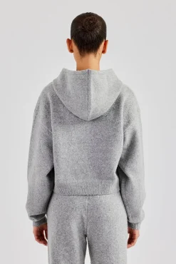 Women CLO-TOP-HS-HOOD-KTW C Knitted Hoodie - Grey