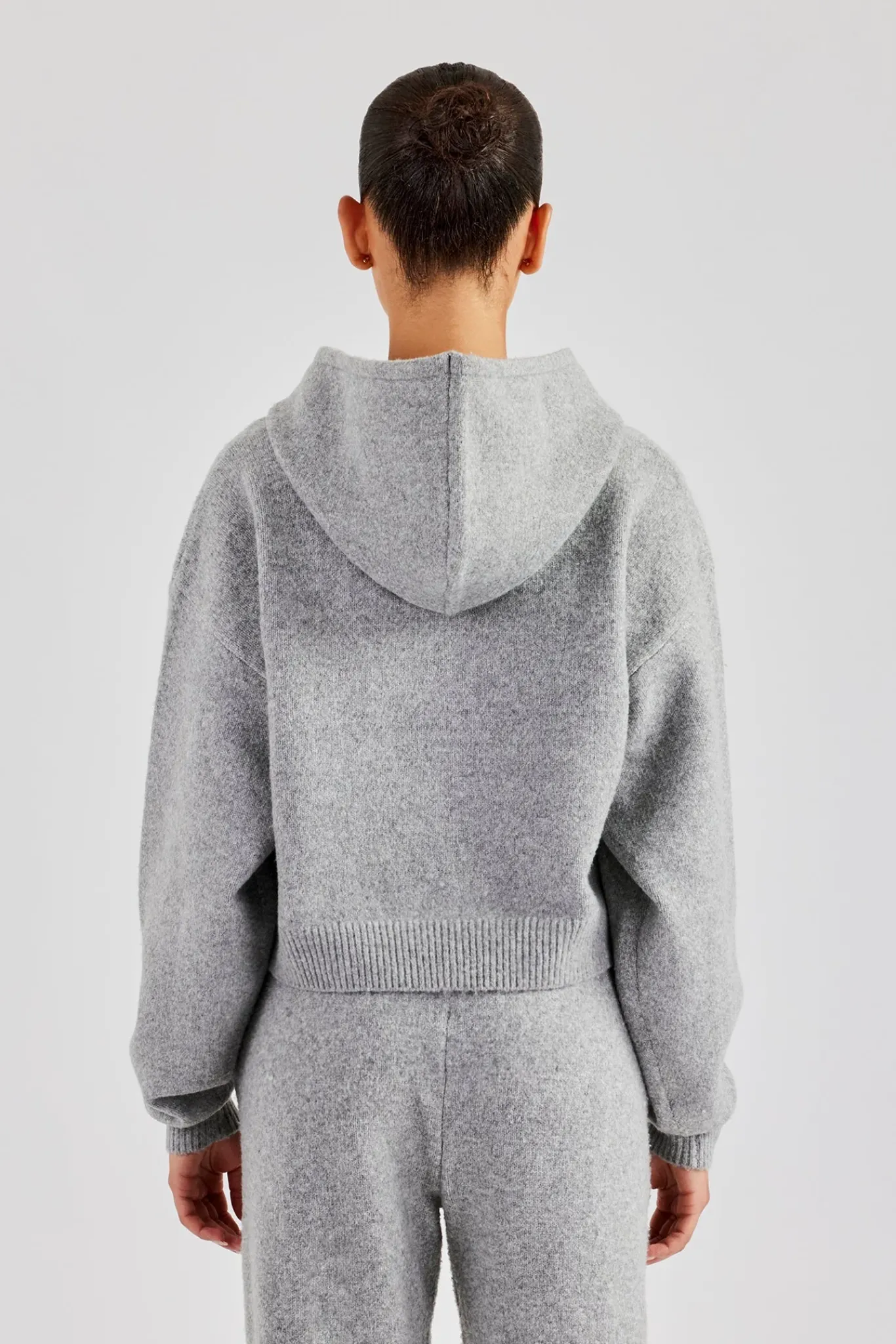 Women CLO-TOP-HS-HOOD-KTW C Knitted Hoodie - Grey