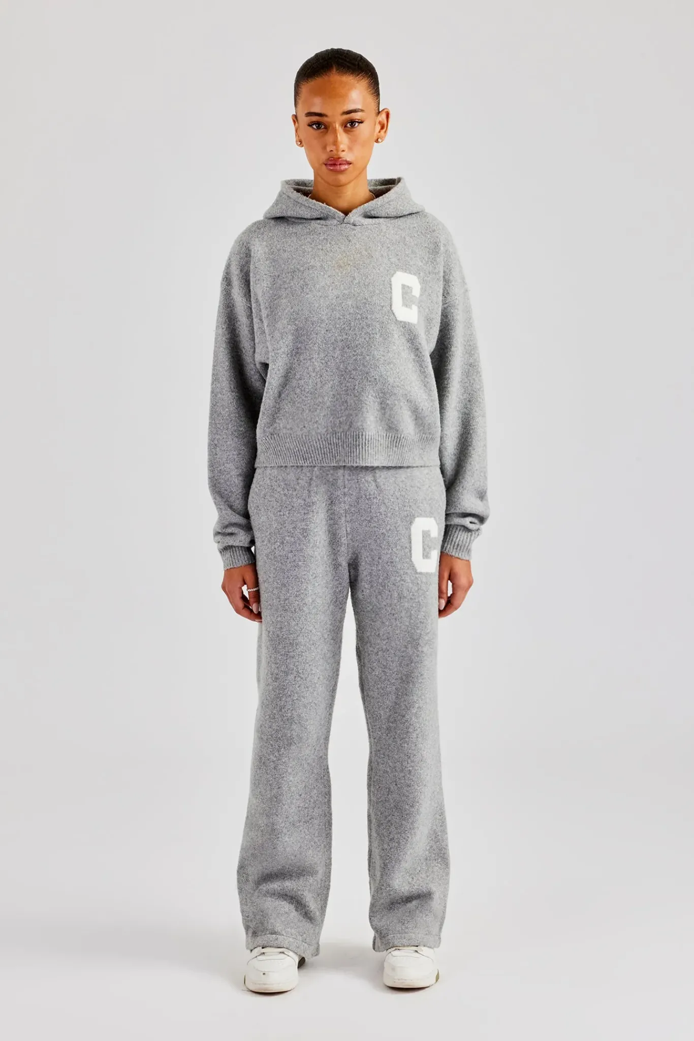 Women CLO-TOP-HS-HOOD-KTW C Knitted Hoodie - Grey