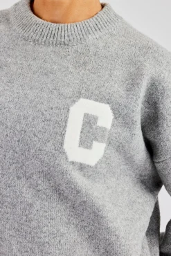 Women CLO-TOP-HS-SWE-KTW C Knitted Sweatshirt - Grey