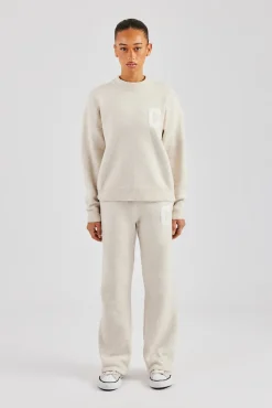 Women CLO-SET-KTW C Knitted Sweatshirt & Jogger - Oatmeal