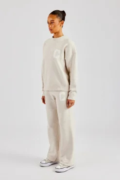 Women CLO-SET-KTW C Knitted Sweatshirt & Jogger - Oatmeal
