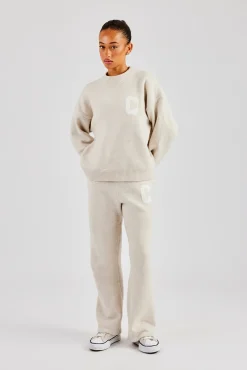 Women CLO-SET-KTW C Knitted Sweatshirt & Jogger - Oatmeal
