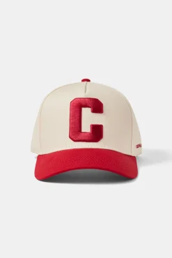 Women CLO-ACC C Red Embroidered Hat - Off White