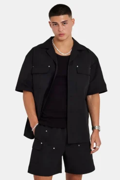 CLO-TOP-SHIR Carpenter Nylon Embroidered Shirt - Black