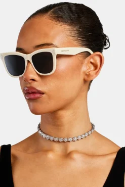 Women CLO-ACC Cat Eye Acetate Sunglasses - Ecru