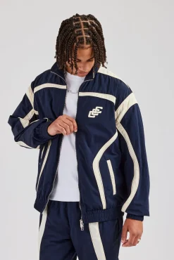 CLO-TOP-OUT CCC Nylon Zip Through Jacket - Navy Blue
