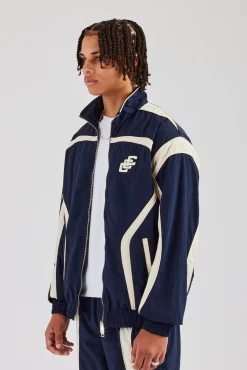 CLO-TOP-OUT CCC Nylon Zip Through Jacket - Navy Blue