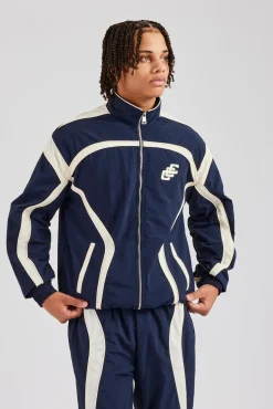 CLO-TOP-OUT CCC Nylon Zip Through Jacket - Navy Blue