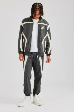 CLO-SET CCC Nylon Zip Through Tracksuit - Charcoal