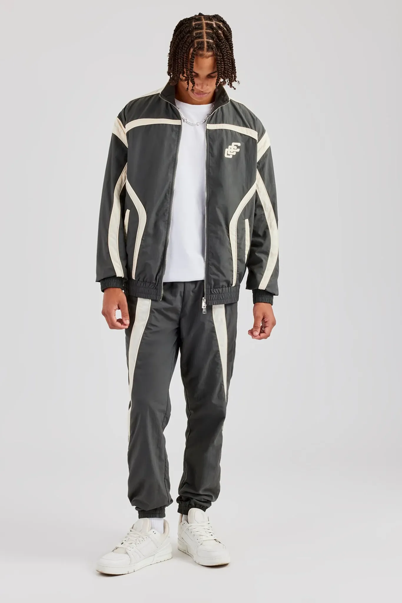 CLO-SET CCC Nylon Zip Through Tracksuit - Charcoal