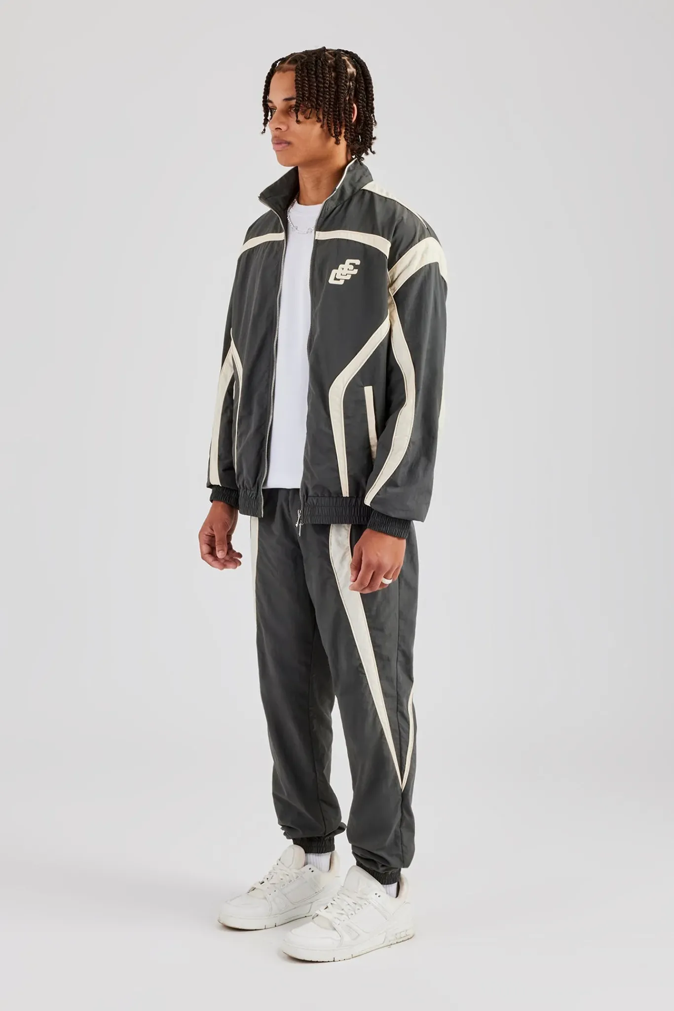 CLO-SET CCC Nylon Zip Through Tracksuit - Charcoal