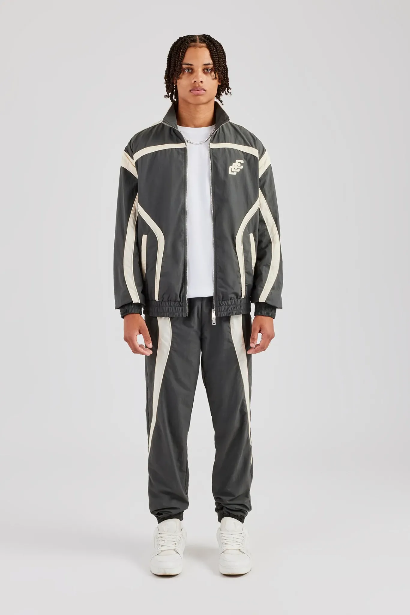 CLO-SET CCC Nylon Zip Through Tracksuit - Charcoal