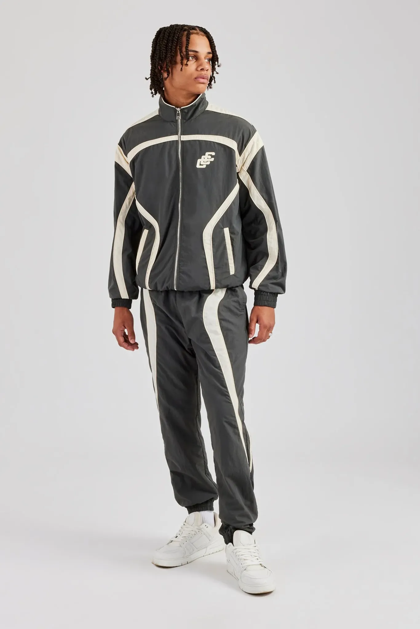 CLO-SET CCC Nylon Zip Through Tracksuit - Charcoal