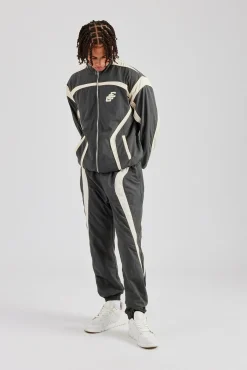 CLO-SET CCC Nylon Zip Through Tracksuit - Charcoal