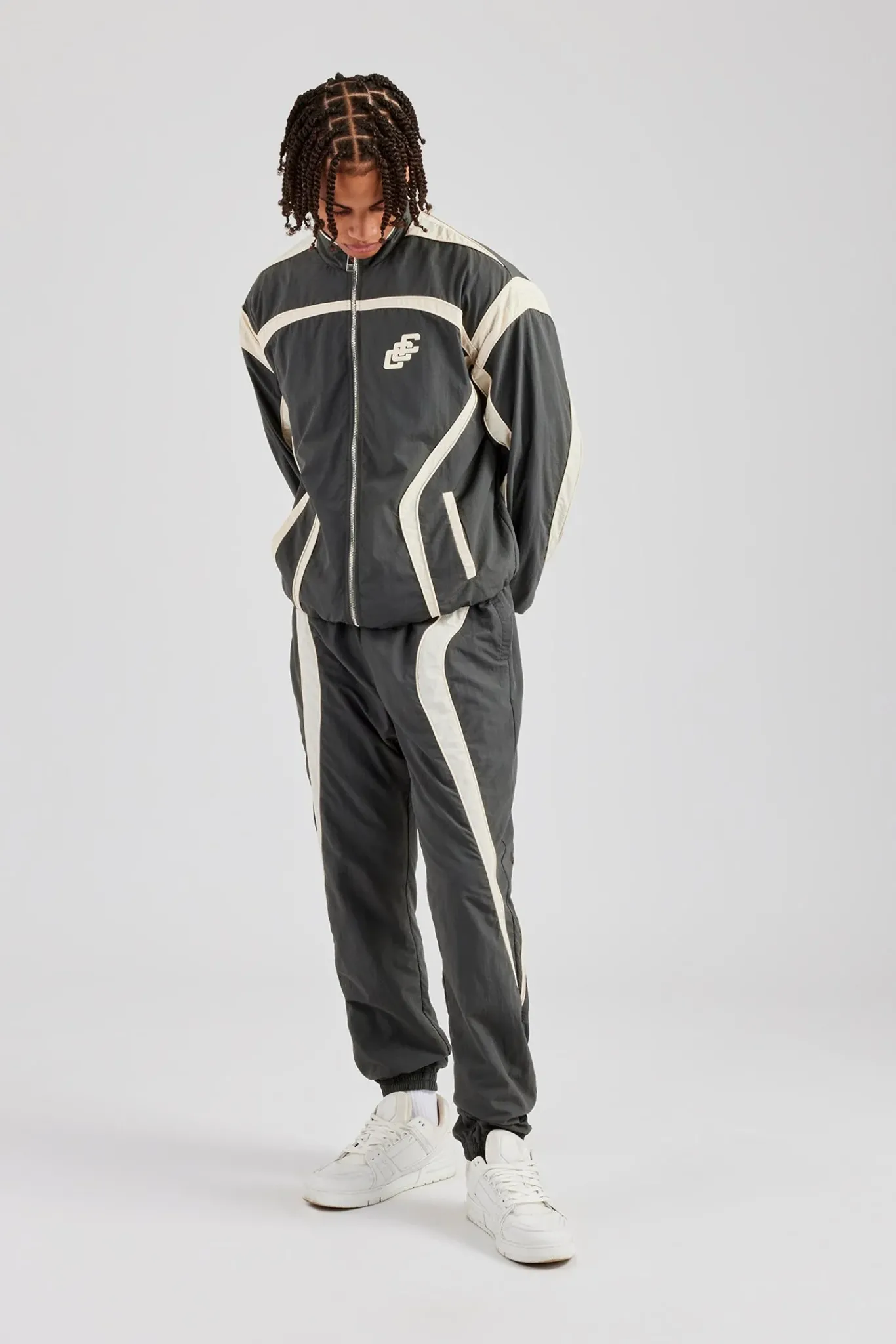 CLO-SET CCC Nylon Zip Through Tracksuit - Charcoal