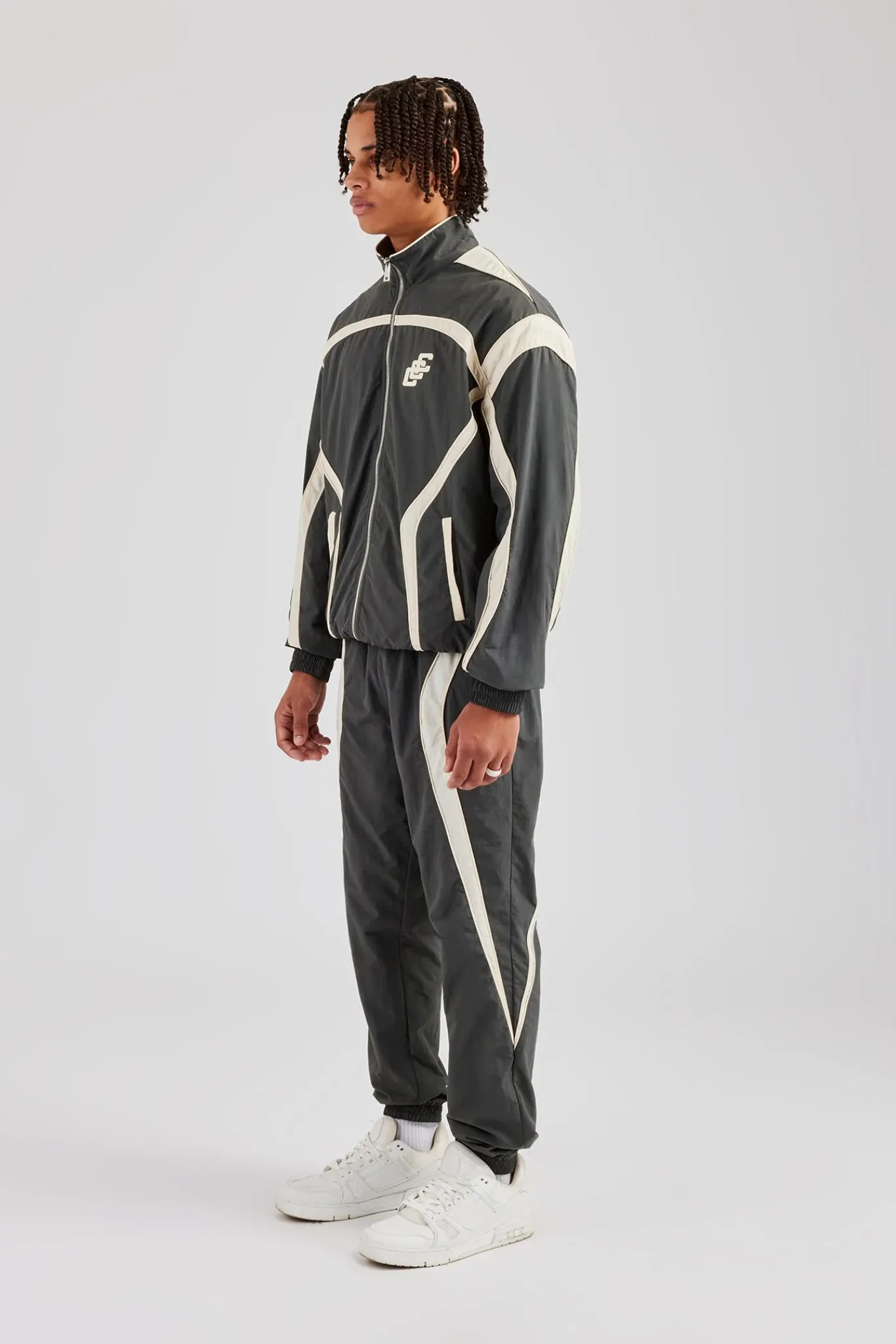 CLO-SET CCC Nylon Zip Through Tracksuit - Charcoal