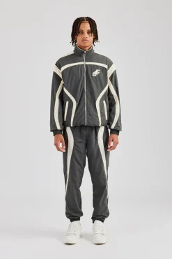 CLO-SET CCC Nylon Zip Through Tracksuit - Charcoal