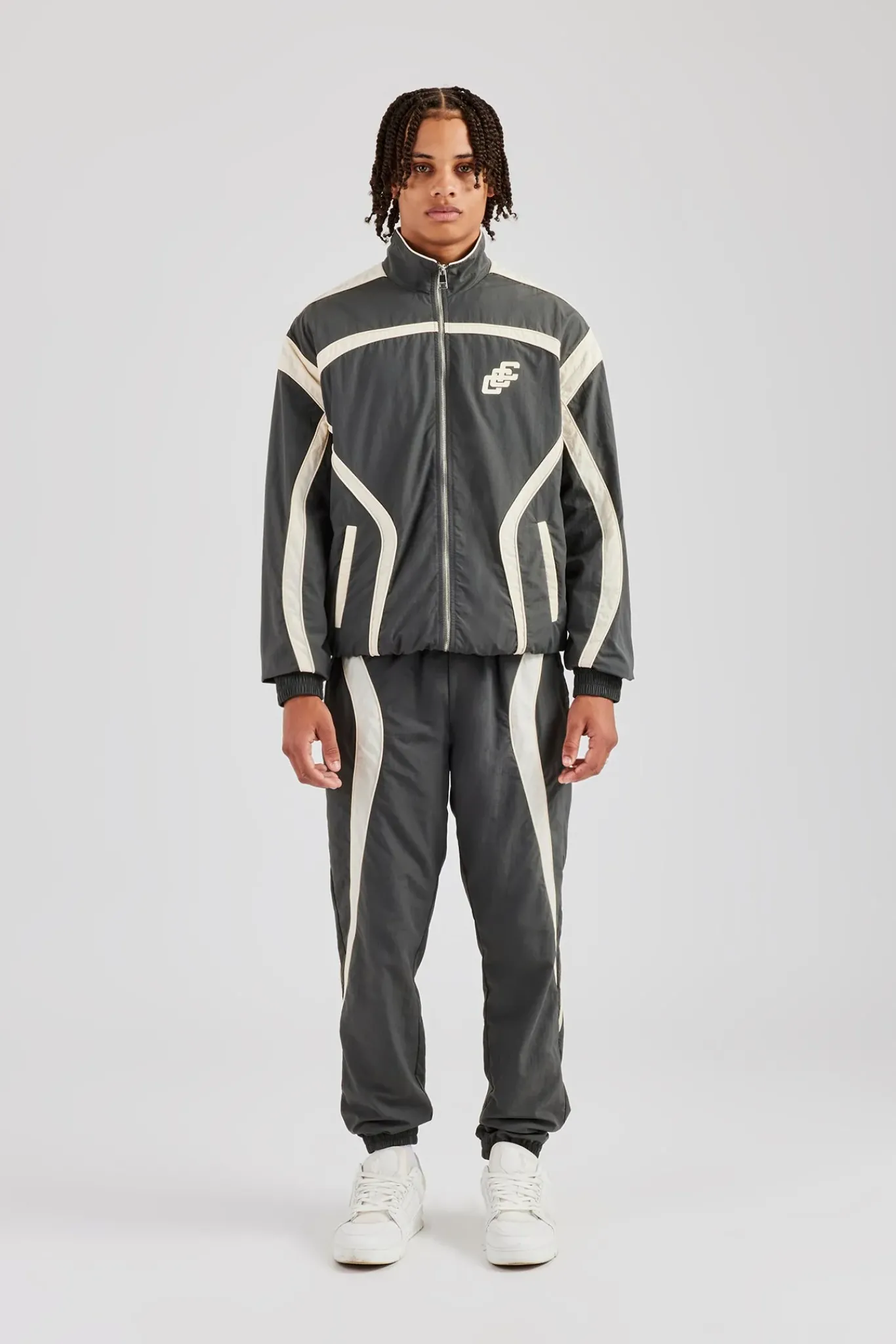 CLO-SET CCC Nylon Zip Through Tracksuit - Charcoal