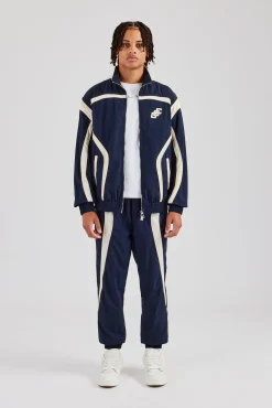 CLO-SET CCC Nylon Zip Through Tracksuit - Navy Blue