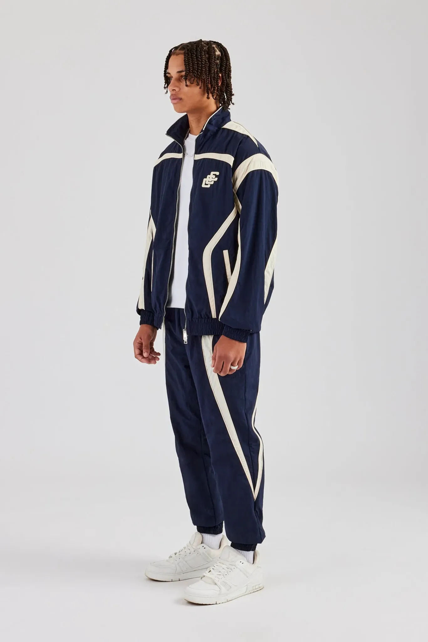 CLO-SET CCC Nylon Zip Through Tracksuit - Navy Blue