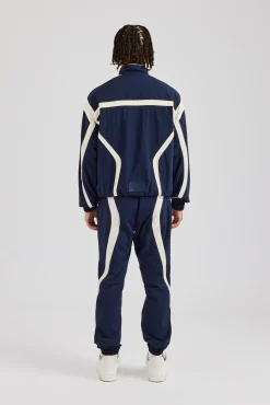 CLO-SET CCC Nylon Zip Through Tracksuit - Navy Blue