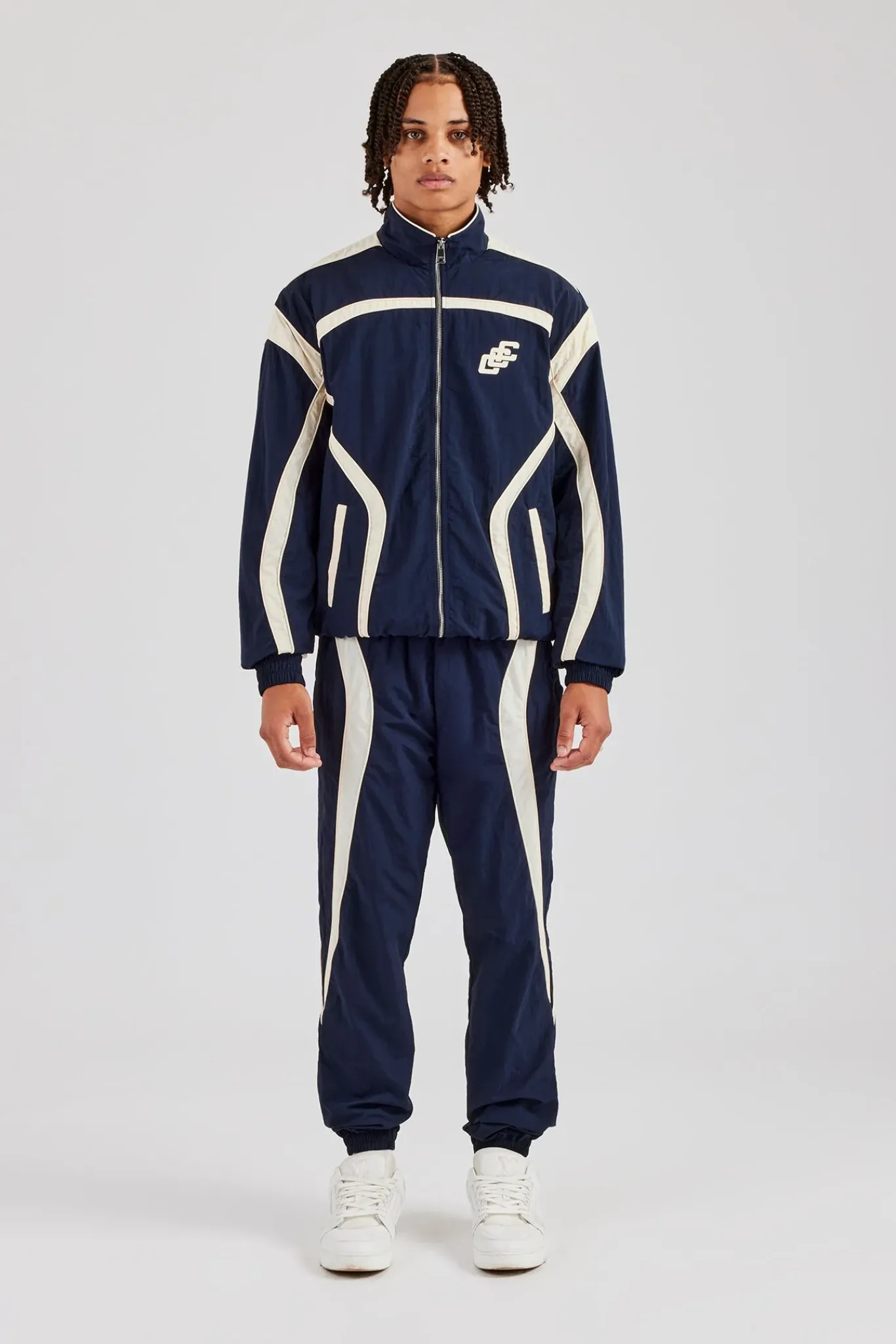 CLO-SET CCC Nylon Zip Through Tracksuit - Navy Blue