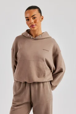 Women CLO-TOP-HS-HOOD Cernucci Boxy Hoodie - Taupe