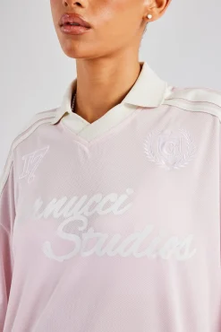 Women CLO-TOP-TEE Cernucci Contrast Football Top - Pink