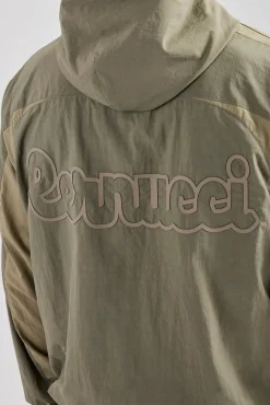 CLO-TOP-OUT Cernucci Contrast Panel Nylon Track Top - Khaki