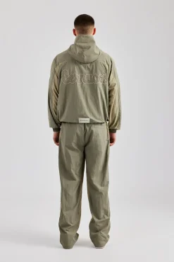 CLO-SET Cernucci Contrast Panel Nylon Tracksuit - Khaki
