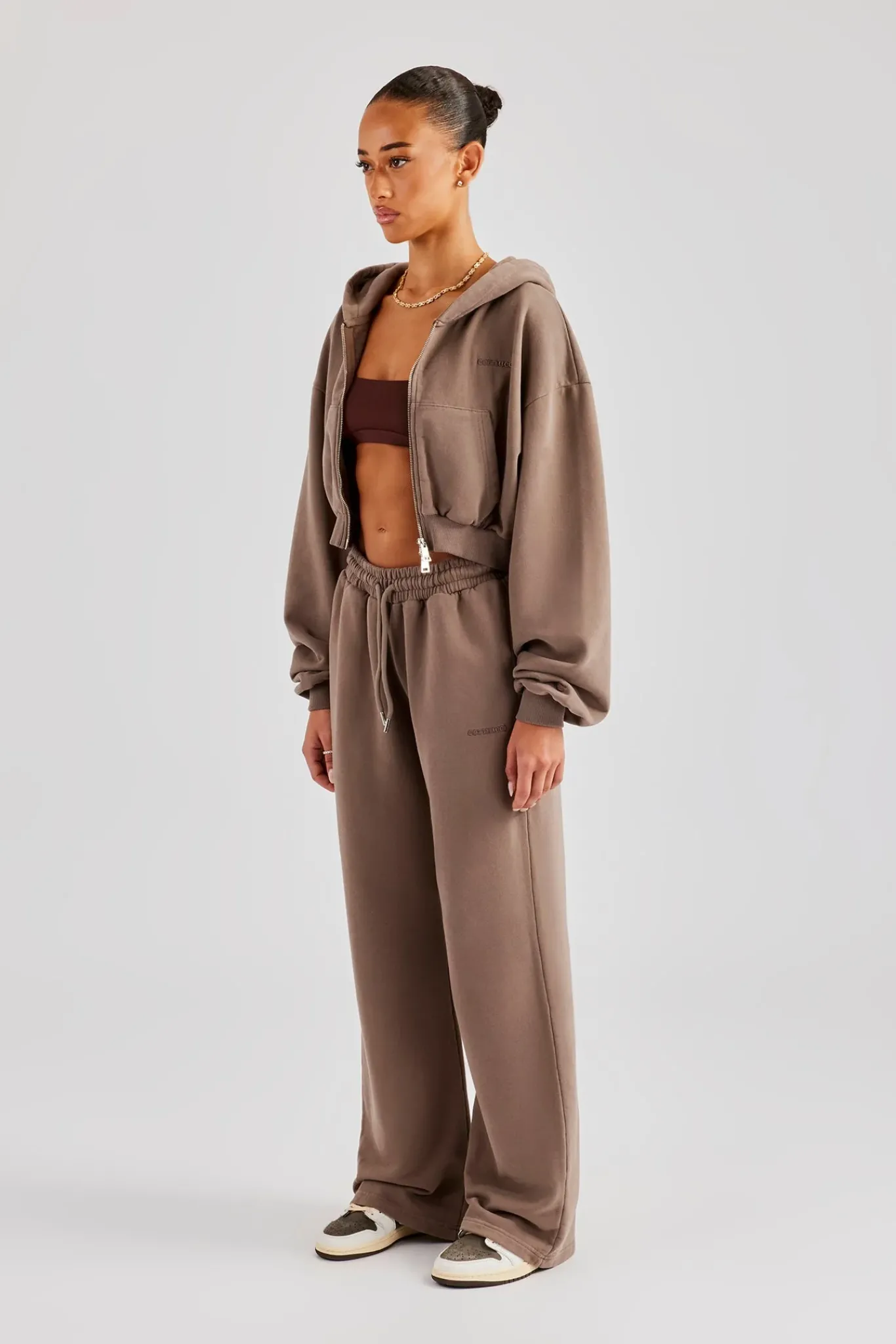 Women CLO-SET Cernucci Cropped Zip Through Tracksuit - Taupe