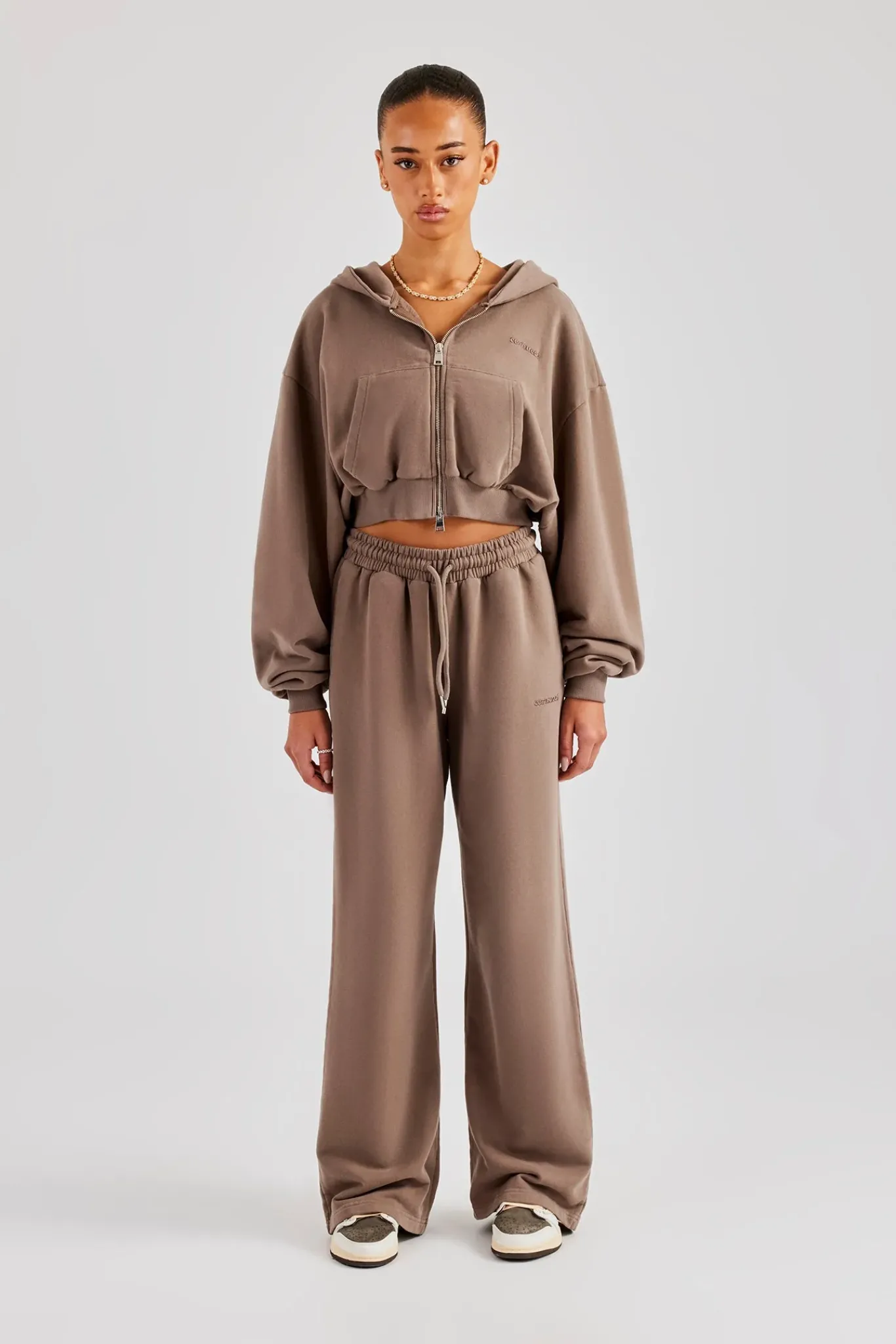 Women CLO-SET Cernucci Cropped Zip Through Tracksuit - Taupe