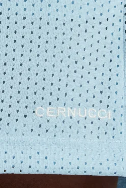 CLO-BOT Cernucci Embroidered Mesh Short - Light Blue