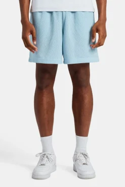CLO-BOT Cernucci Embroidered Mesh Short - Light Blue