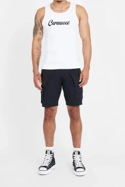 CLO-TOP-TEE Cernucci Embroidered Muscle Fit Vest - White