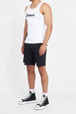CLO-TOP-TEE Cernucci Embroidered Muscle Fit Vest - White
