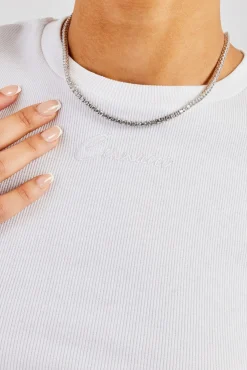 Women CLO-TOP-TEE Cernucci Embroidered Rib Baby Tee - White