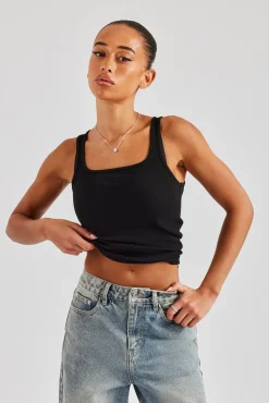 Women CLO-TOP-TEE Cernucci Embroidered Vest Top - Black