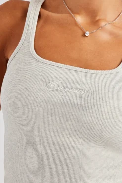 Women CLO-TOP-TEE Cernucci Embroidered Vest Top - Grey Marl