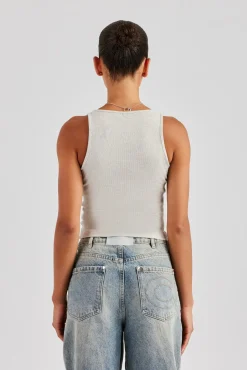 Women CLO-TOP-TEE Cernucci Embroidered Vest Top - Grey Marl