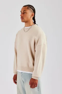 CLO-TOP-HS-SWE-KTW Cernucci Fluffy Intarsia Sweater - Off White