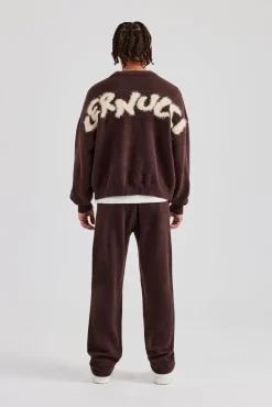CLO-SET-KTW Cernucci Fluffy Intarsia Sweater & C Jogger - Chocolate