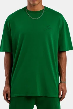 CLO-TOP-TEE Cernucci Font Oversized T-Shirt - Dark Green