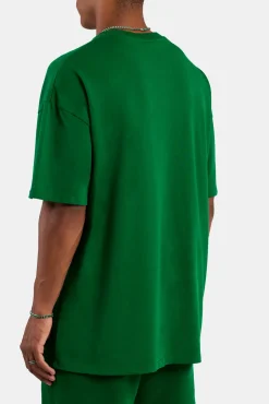 CLO-TOP-TEE Cernucci Font Oversized T-Shirt - Dark Green